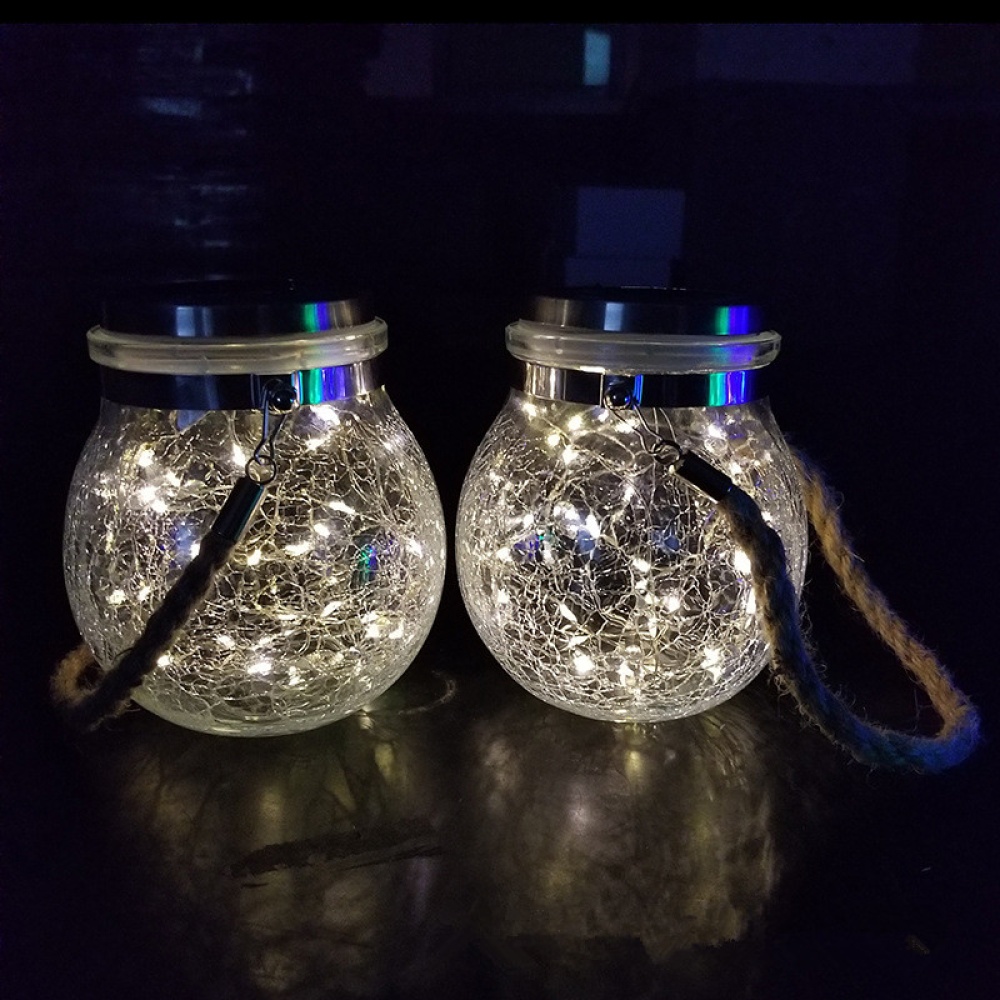 Led Solar Glass Light Fairy Crack Bottle String Lamp Garden Outdoors White