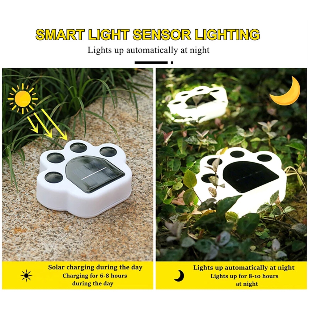 Solar Ground Lights Bear Paw Shape Led Outdoor Garden Landscape Floor Lamp Windproof Snowproof Cold White - Image 3