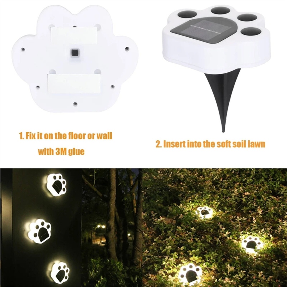 Solar Ground Lights Bear Paw Shape Led Outdoor Garden Landscape Floor Lamp Windproof Snowproof Cold White - Image 2