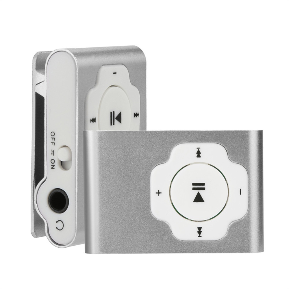 Mini Cube Mp3 Player Support Tf-card / Micro Sd Rechargeable Portable Key Music With Meatal Clip silver