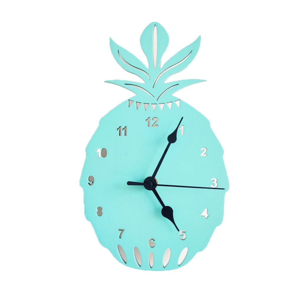 Wooden Pineapple Shape Clock Children Room Decoration Silent Wall Oranment Green pineapple
