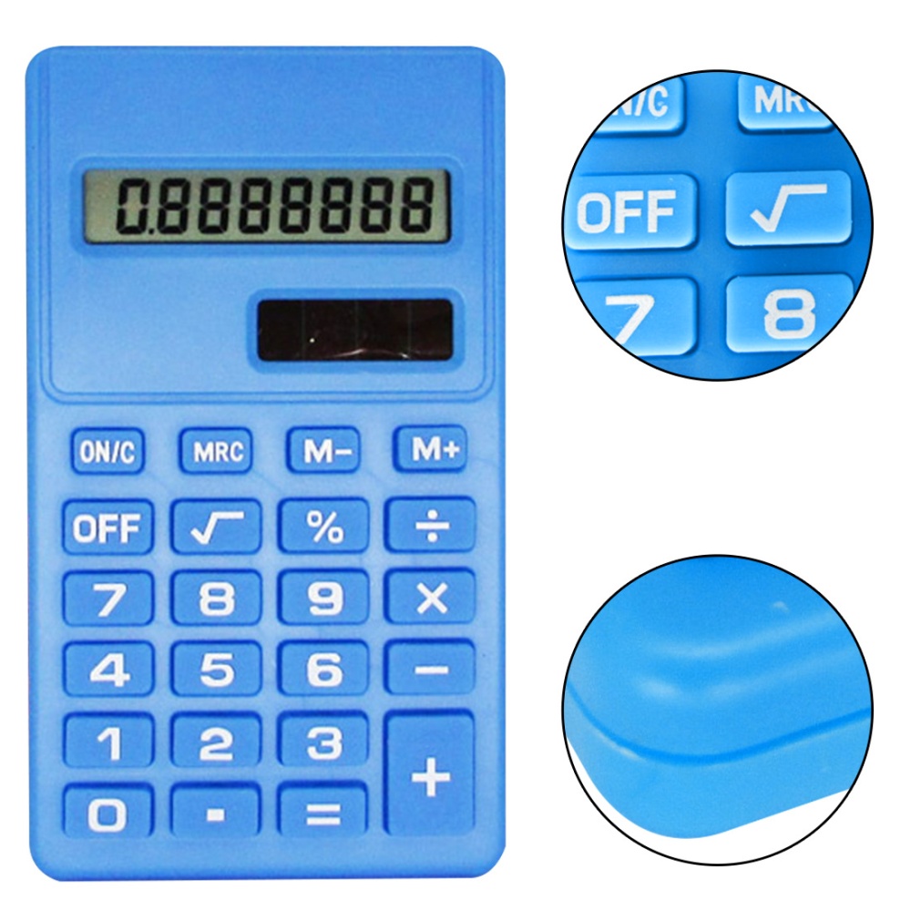 LCD 8 Digit Ultra Slim Calculator Soft Silicone Stationery Scientific Portable Students green - Image 2