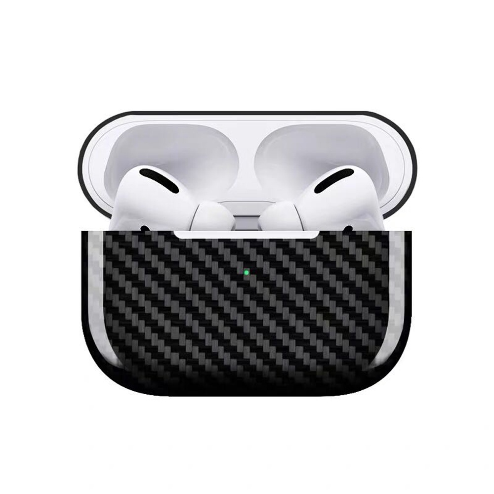 Earphone Protective Case For AirPods Pro Carbon Fiber Shell Shockproof Cover Portable for Outdoor Travel black