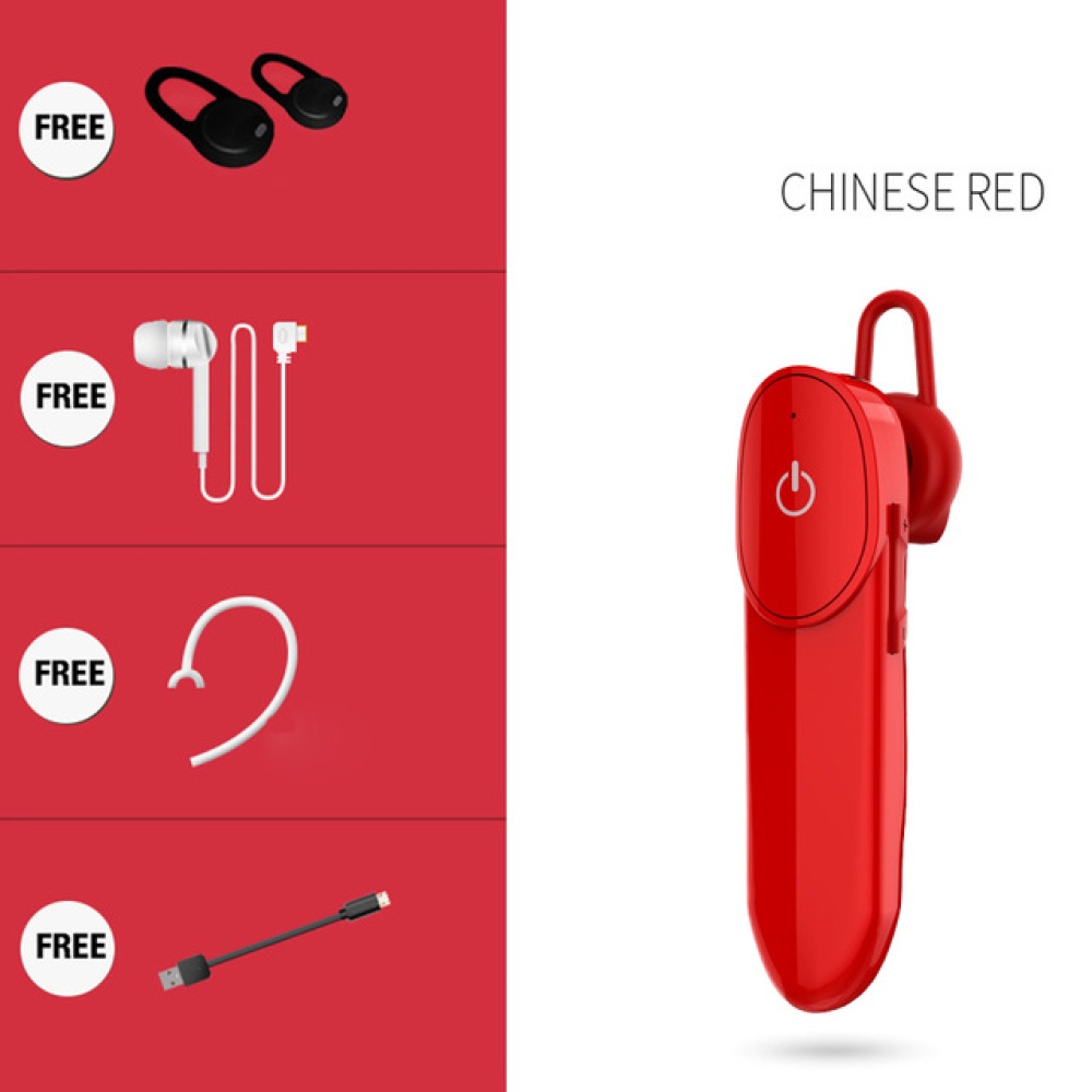 D16 Car Wireless Bluetooth-compatible 5.0 Earphones Mini Business Large-capacity Driving Headset Earbuds With Microphone red