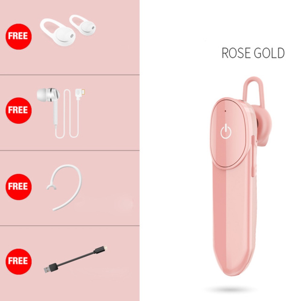 D16 Car Wireless Bluetooth-compatible 5.0 Earphones Mini Business Large-capacity Driving Headset Earbuds With Microphone Rose gold