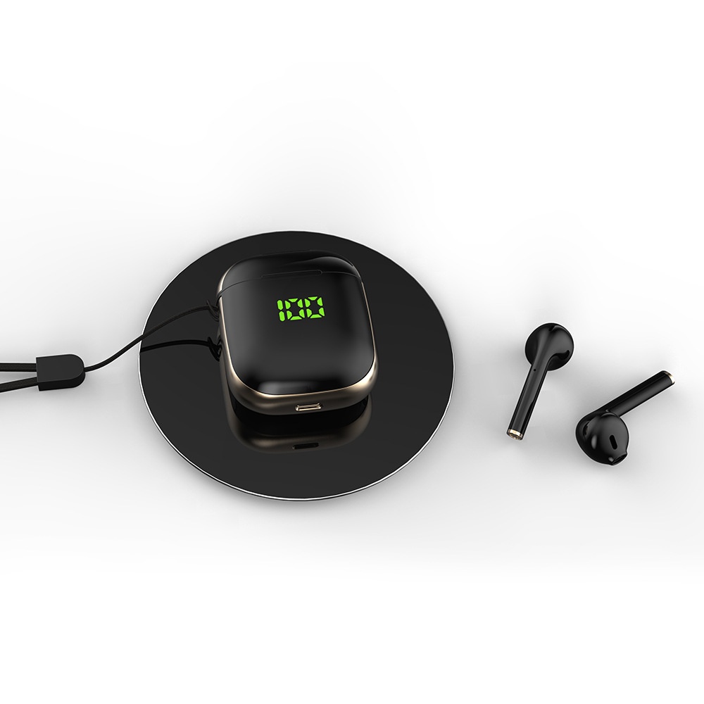 Tws-wk60 Bluetooth 5.0 Sports Headset with Wireless Charging Lcd Display Built in Battery Black gold belt wireless charging function