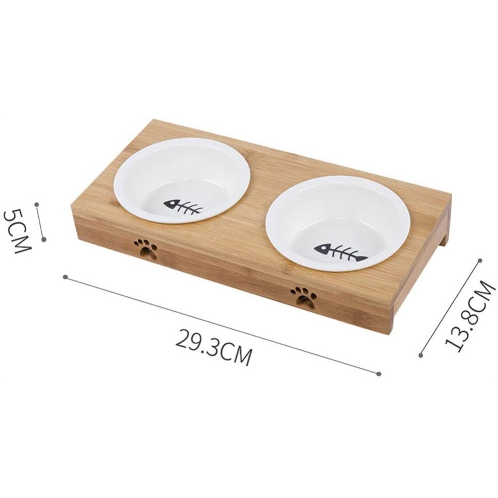 Home Pet Bowl Stainless Steel/ceramic Feeding Drinking Bowls With Bamboo Frame For Dog Cat Puppy ceramic - Image 2