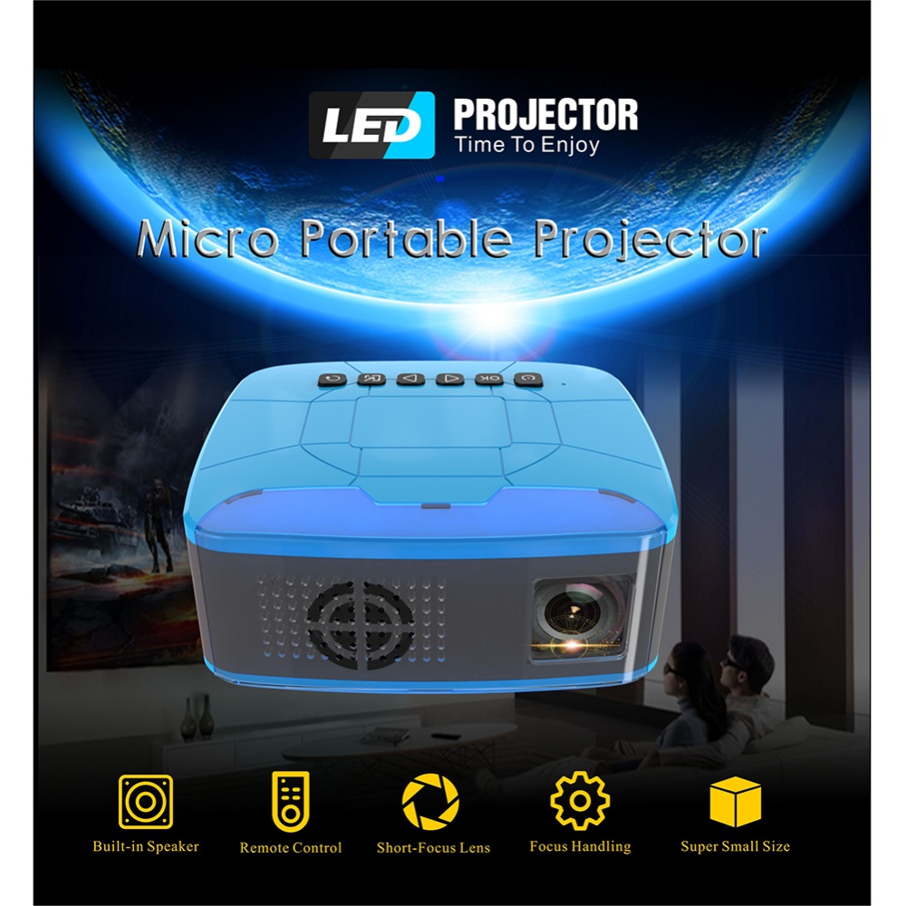 Pocket Mini LED Projector Video Game Beamer Home Theater US plug