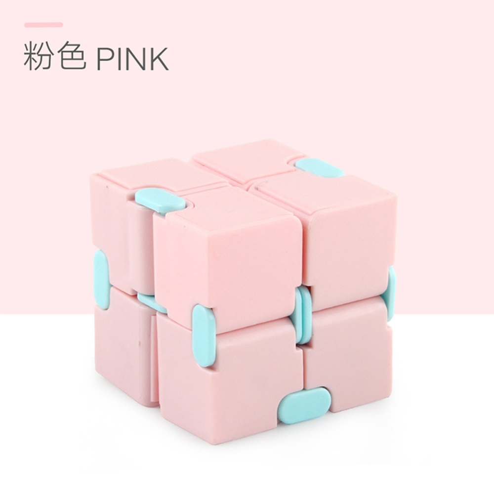 Plastic 4cm Stress Reliever Pocket Cube Infinite Magic Gift Relaxation Toy Pink - Image 2