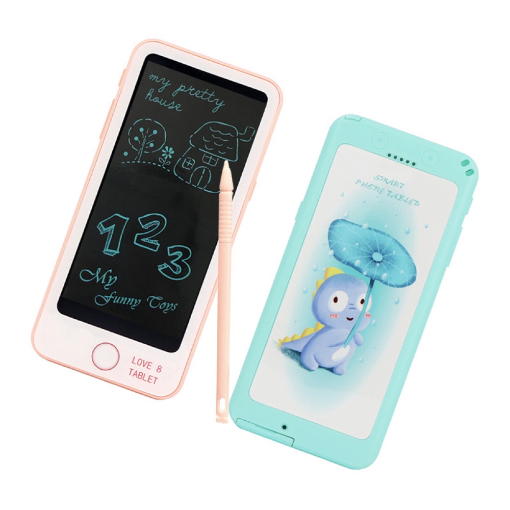 6-inch LCD Tablet Child Puzzle Early Learning Painting Electronic Board Pink+orange - Image 2