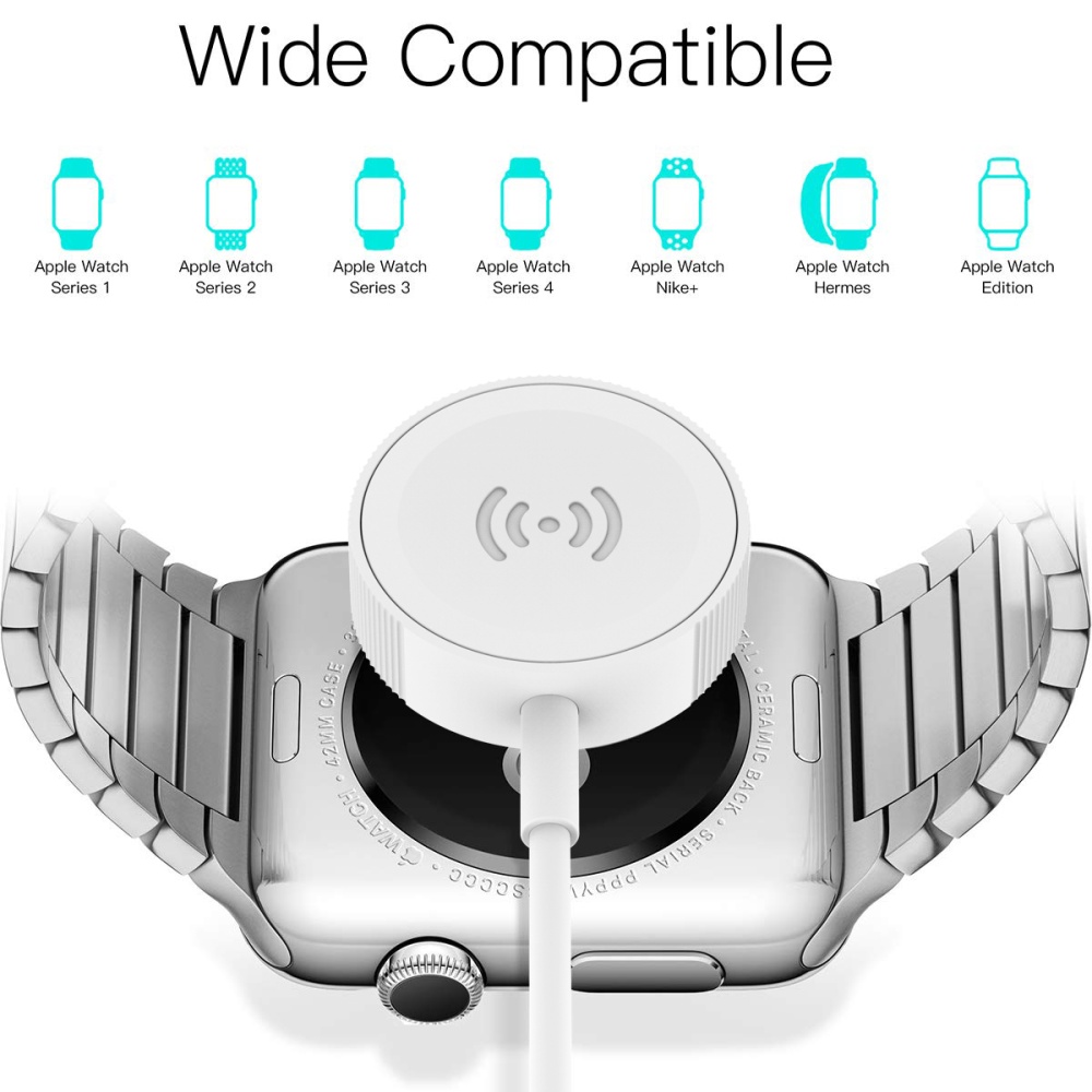 Fast Wireless Watch Charger Universal for Apple iWatch 1 2 3 4 Magnetic Design USB Interface Portable Power Supply white - Image 4