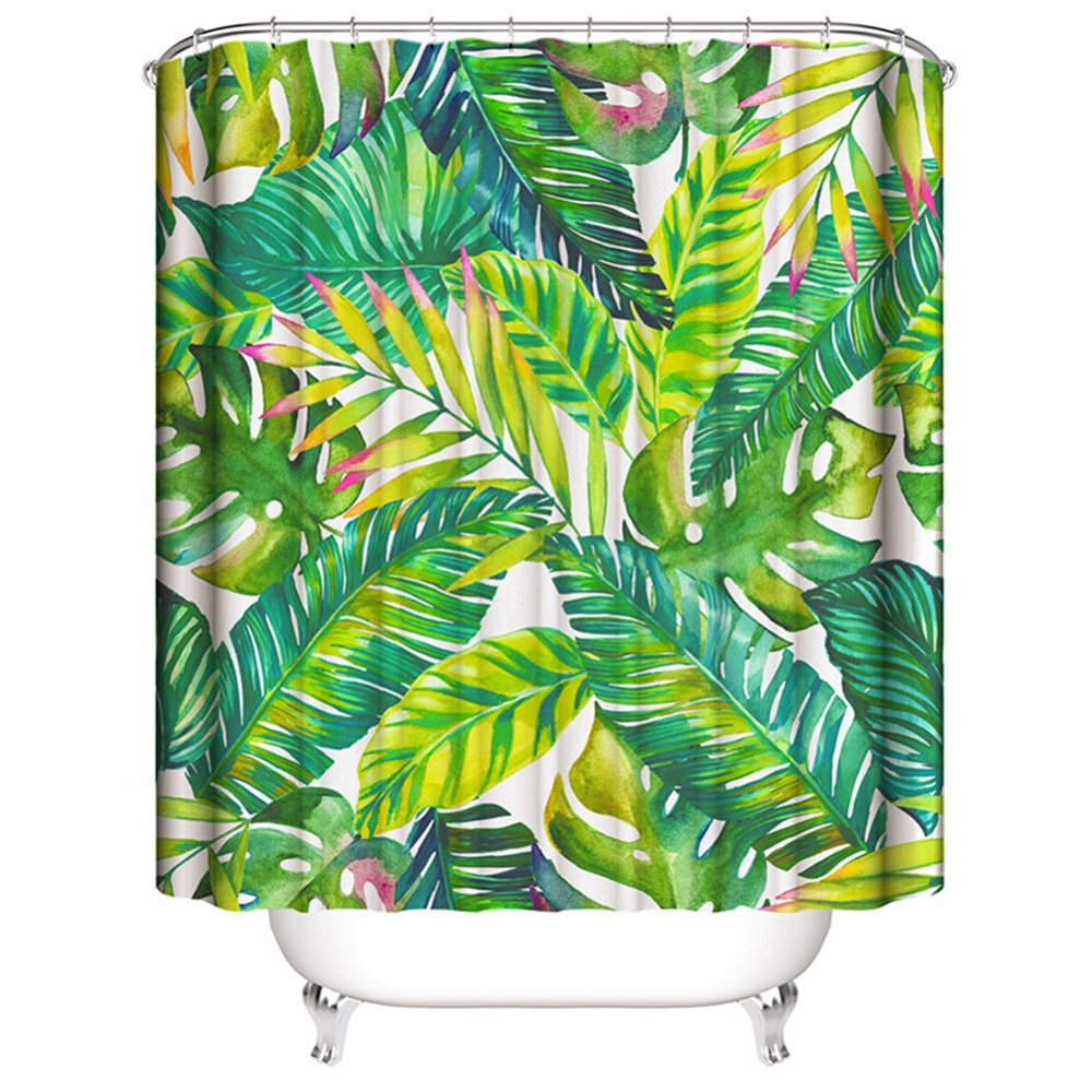 Home Plant Leaves Painting Shower Curtains Waterproof Bath Curtain Decoration 150*180cm