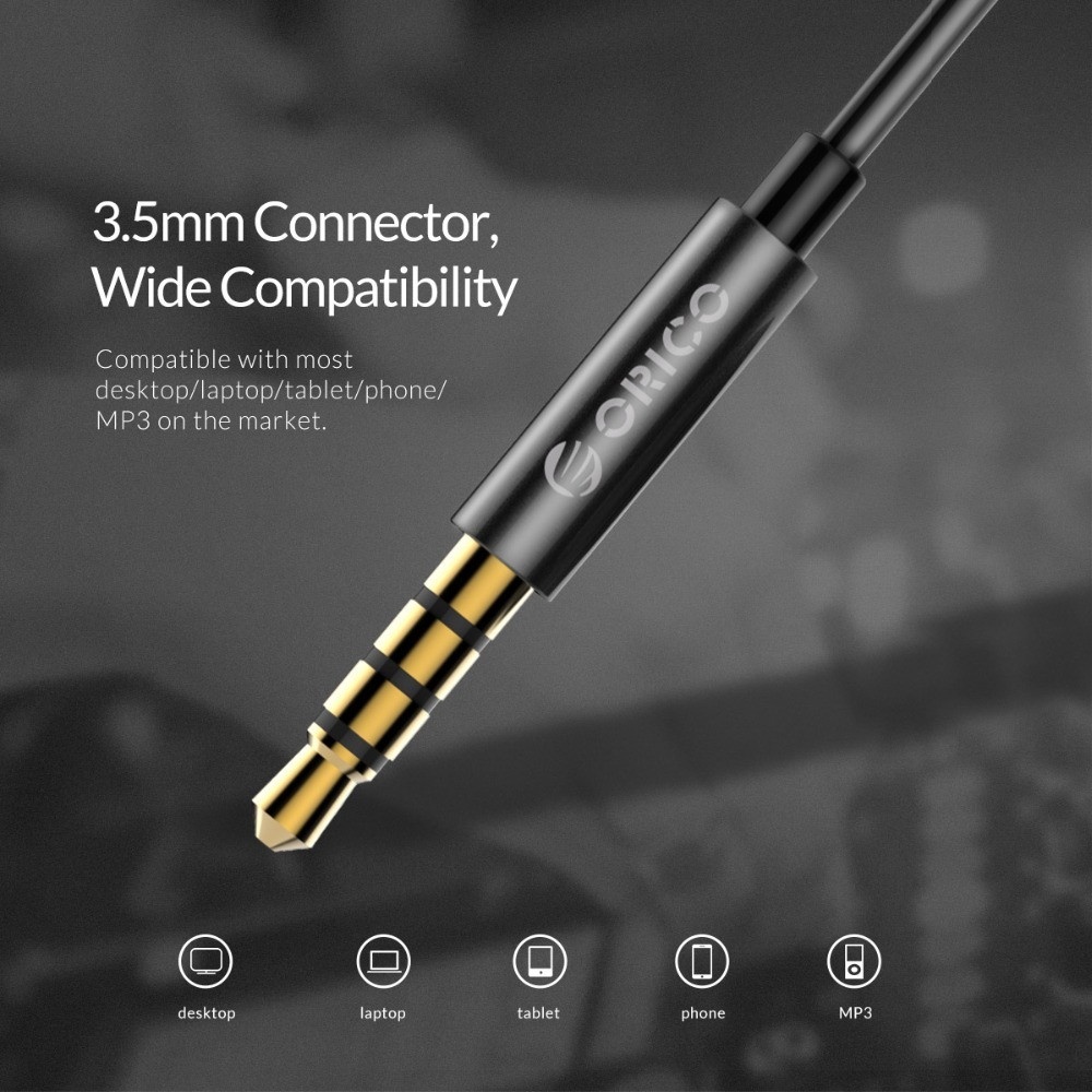 Original ORICO In-ear Wired Earphone Colorful HiFi Headset Gamer Earbuds Bass Music Gaming Headphones with Mic for Xiaomi Honor iPhone black - Image 3