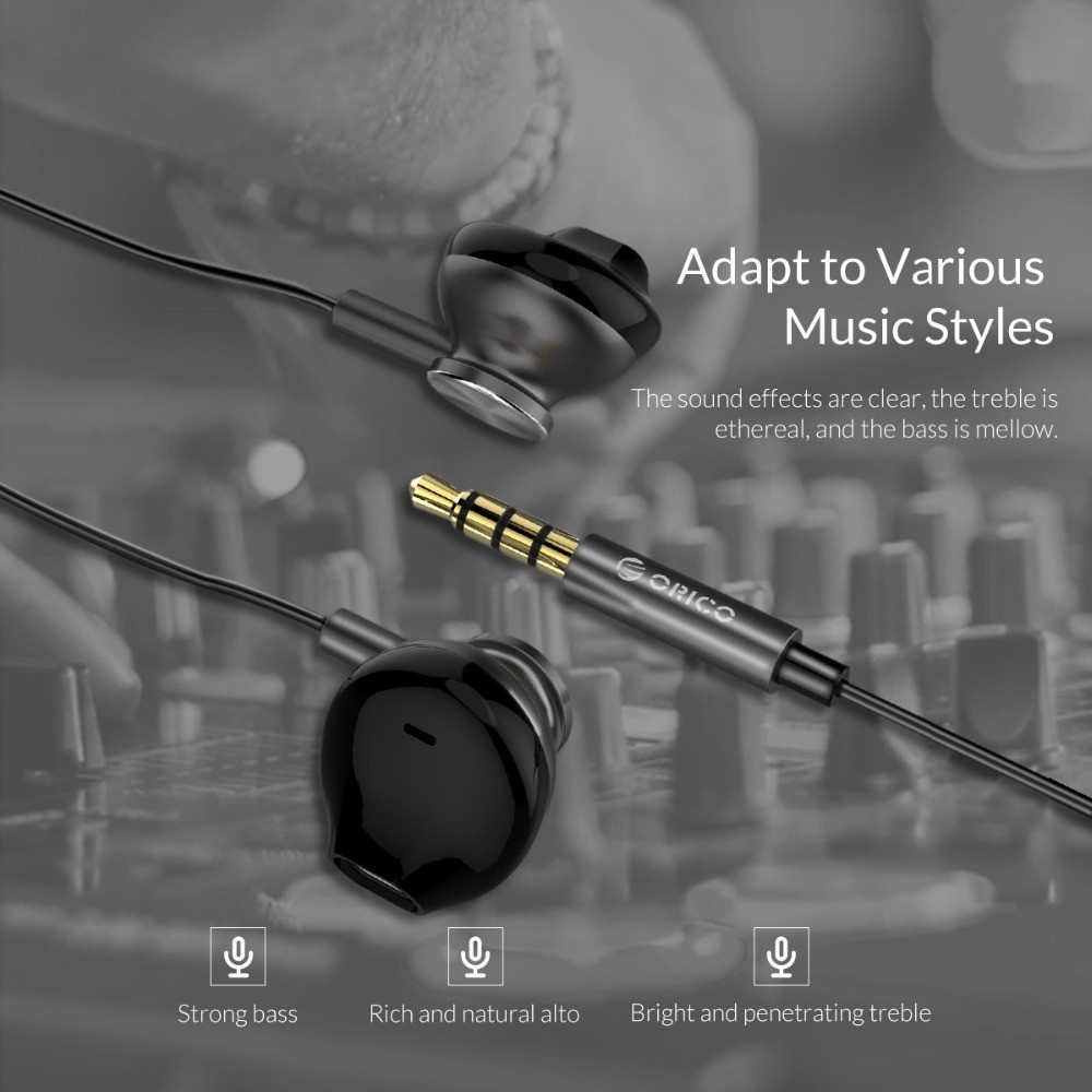 Original ORICO In-ear Wired Earphone Colorful HiFi Headset Gamer Earbuds Bass Music Gaming Headphones with Mic for Xiaomi Honor iPhone black - Image 4