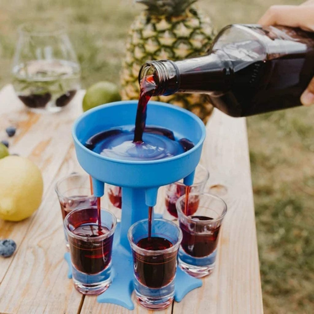 6-Cup Dispenser Holder for Filling Liquids Cocktail Drinks Beverage blue - Image 2