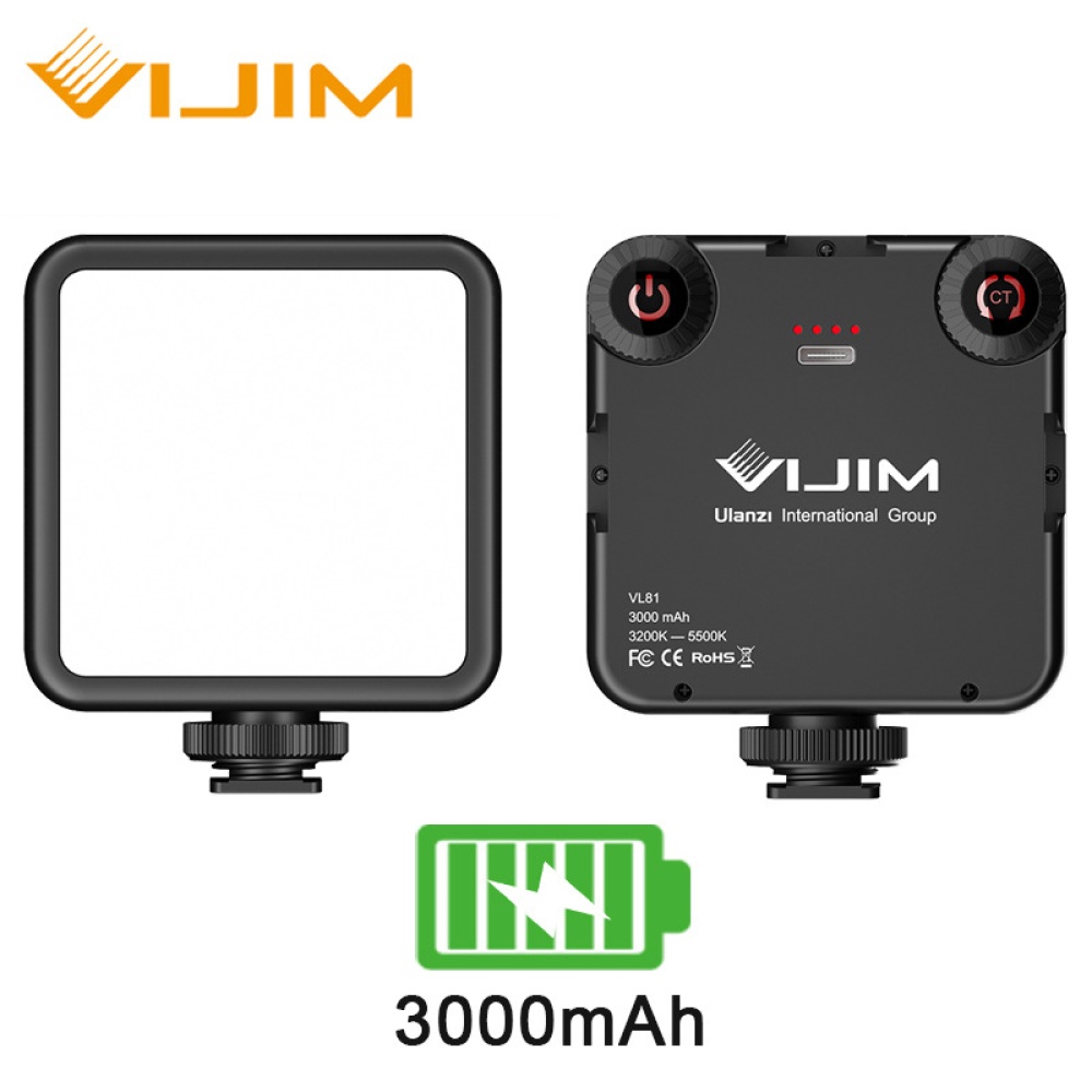 Vl81 3200k-5600k 850lm 6.5w Led Video Light With Cold Shoe Mini Vlog Fill 3000mah Battery as picture show
