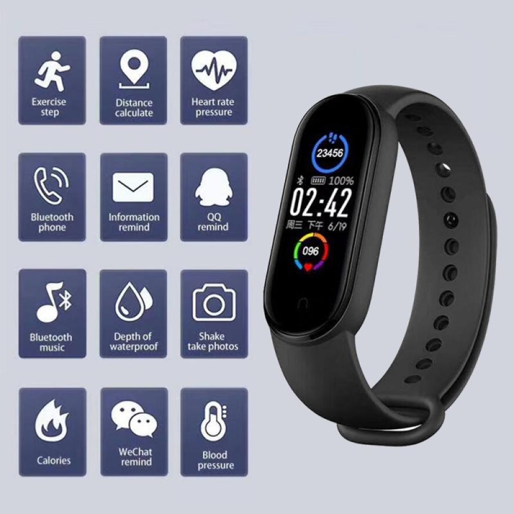 M5 Color Screen Smart Watch Bracelet Fitness Tracker Outdoor Runing Pedometer Sport Band blue - Image 2