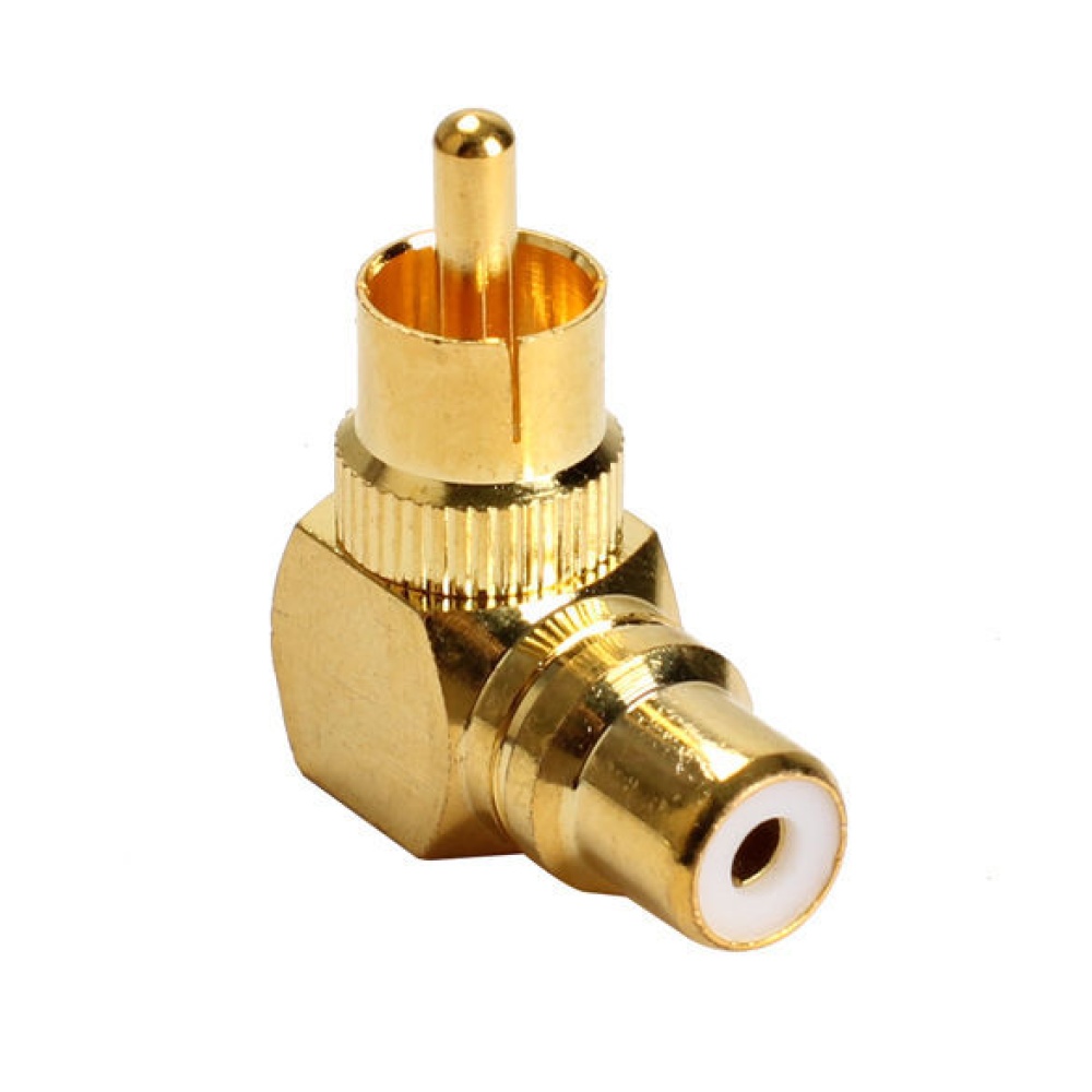 Gold Plated 90 Degree RCA Male to Female Connector L Shape Plug Audio Adapter - Image 2