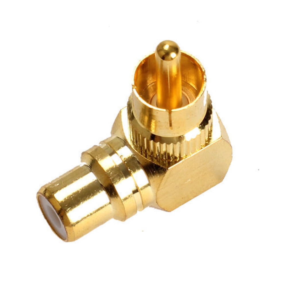 Gold Plated 90 Degree RCA Male to Female Connector L Shape Plug Audio Adapter - Image 3