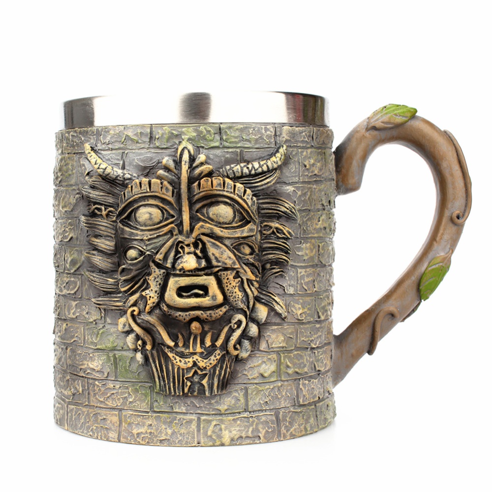 3d Mug Cup With Handle Double Layer Stainless Steel Handmade Mysterious Creative Coffee