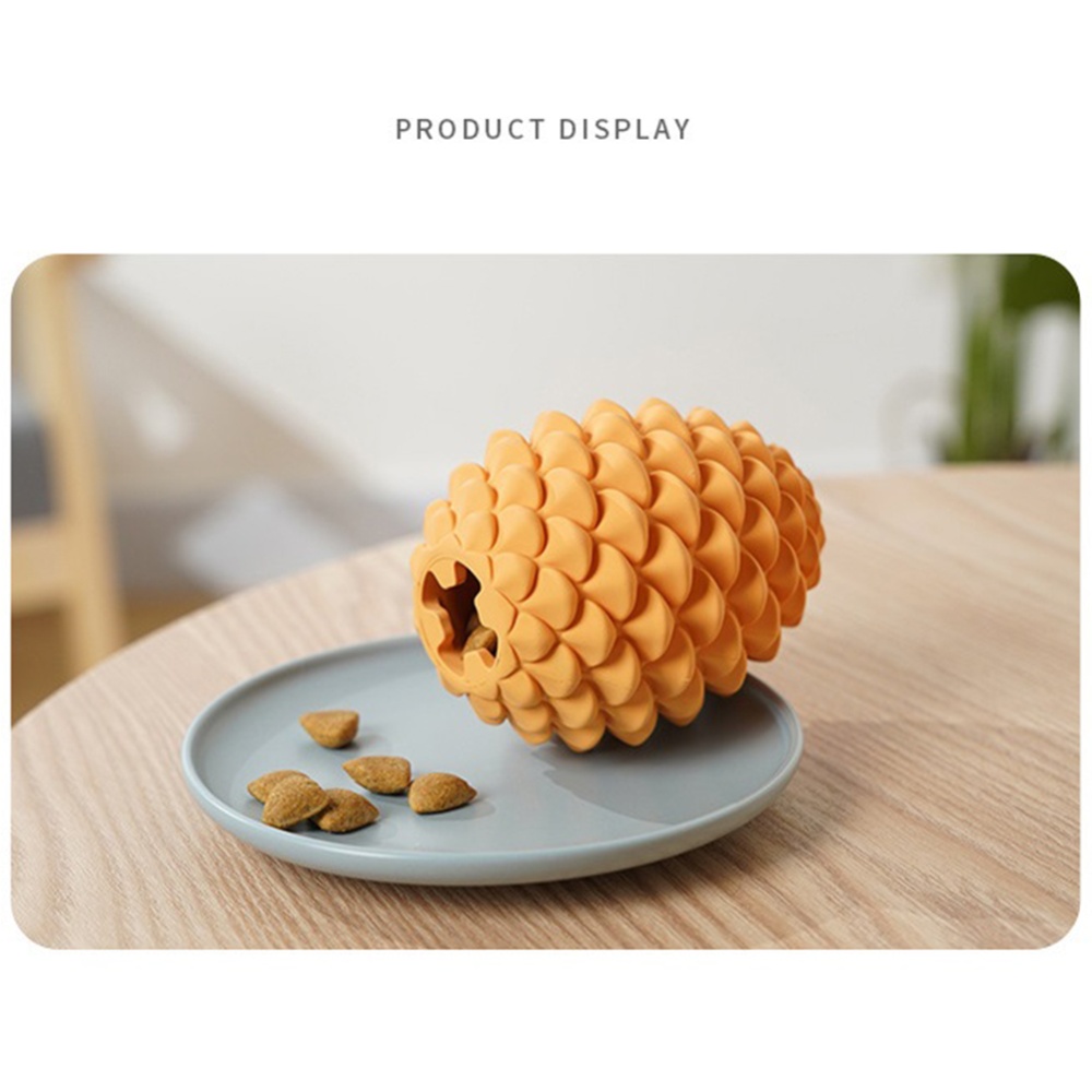 Rubber Interactive Puzzle Pine Cone Leaking Ball Dog Toy Concave-convex Surface Wear-resistant Bite-resistant Molar Cleaning Props Mango Yel - Image 2