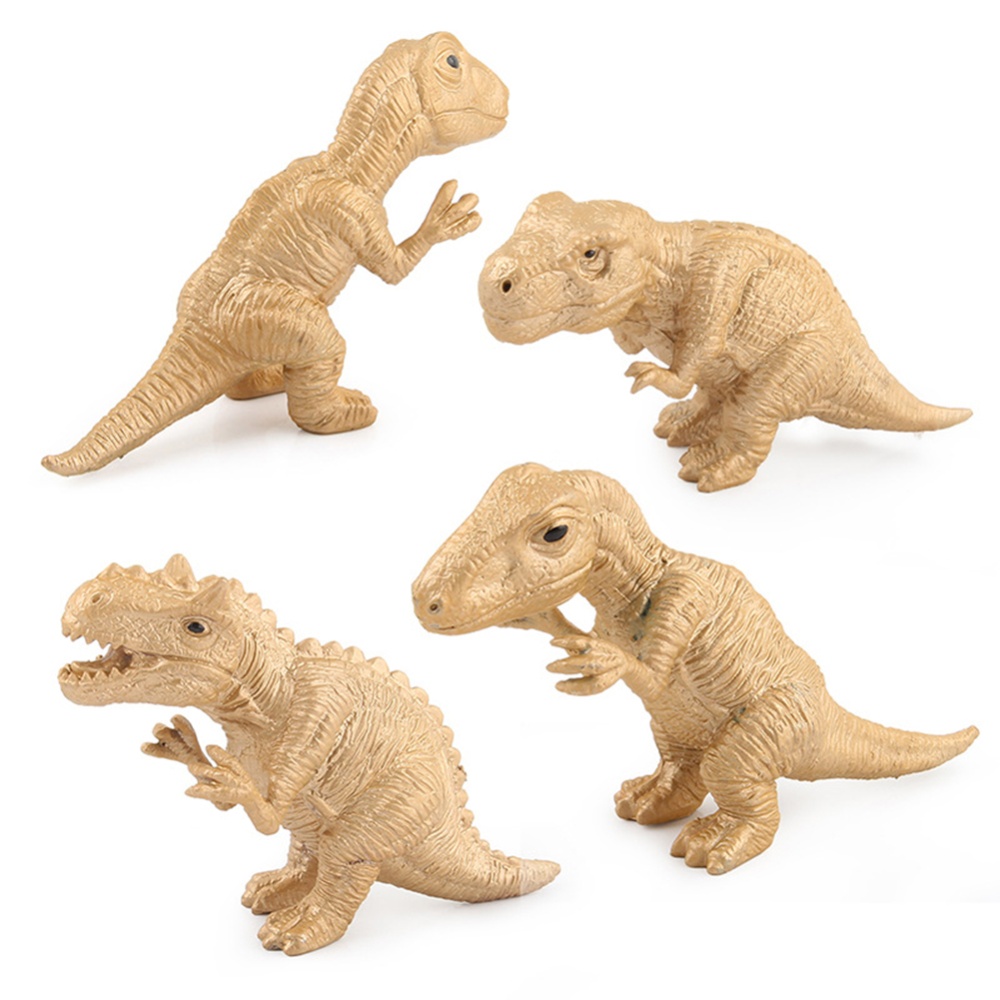 8 Pcs/bag Mini Version Gold Dinosaur Animal Model Simulation Ornaments As shown - Image 2