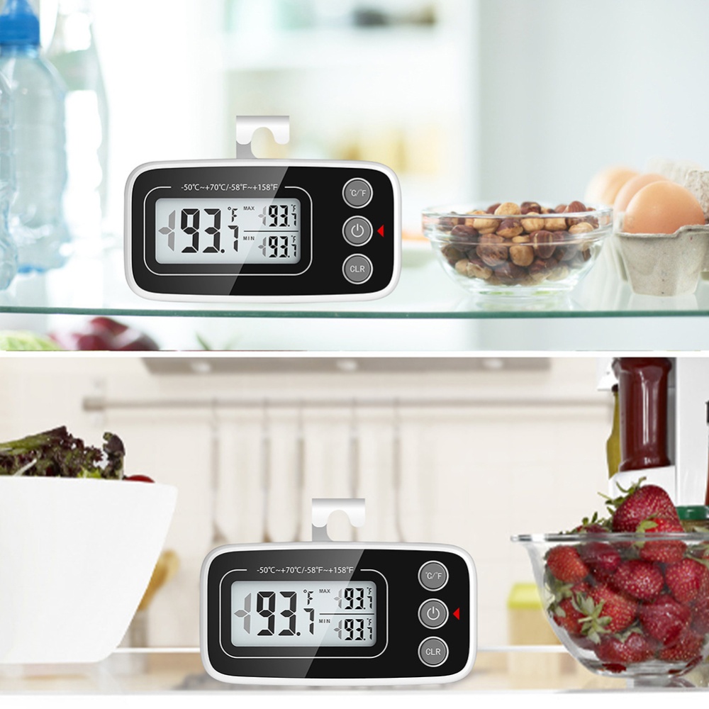 Battery Powered Electronic Digital Refrigerator Thermometer Max/min Function 3 Mounting Options For Kitchen Home Restaurants Black - Image 2