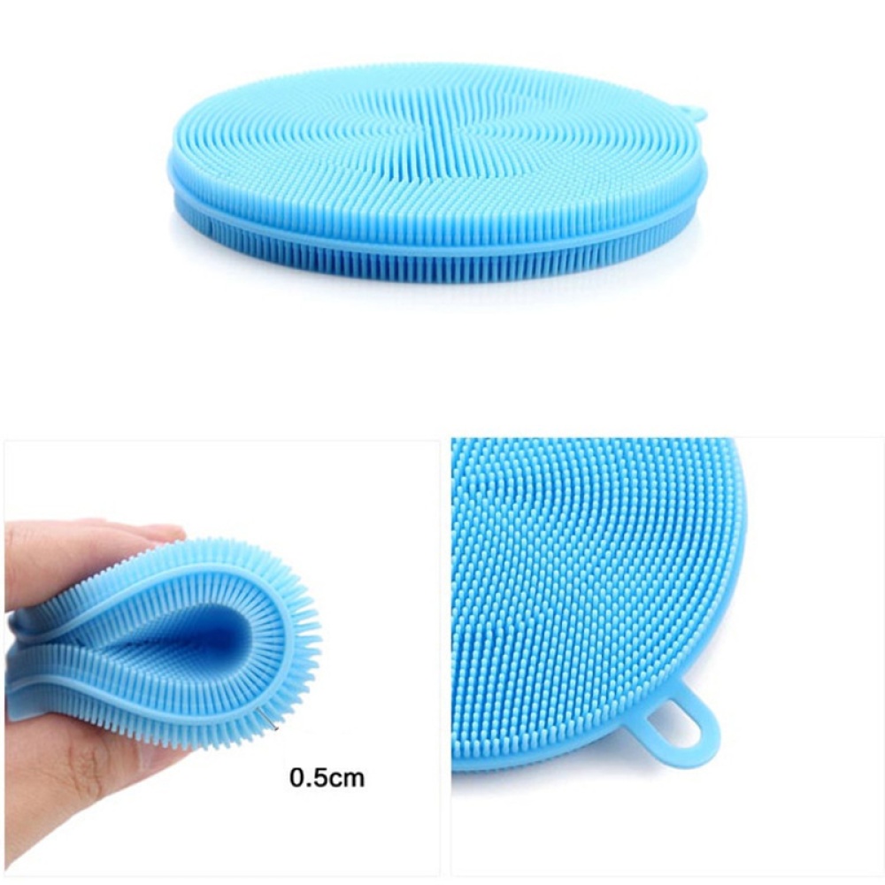 Soft Silicone Dish Washing Sponge Scrubber Brush Kitchen Double Side Cleaning Antibacterial Tool Random Color - Image 2