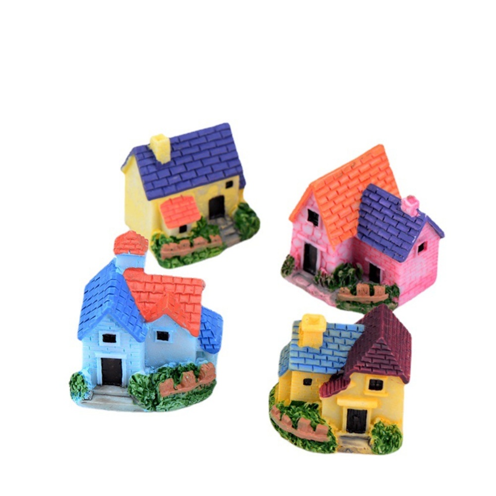 Resin Mini Fairy Tale Garden Thatched House Decoration Ornaments Random color - Image 2