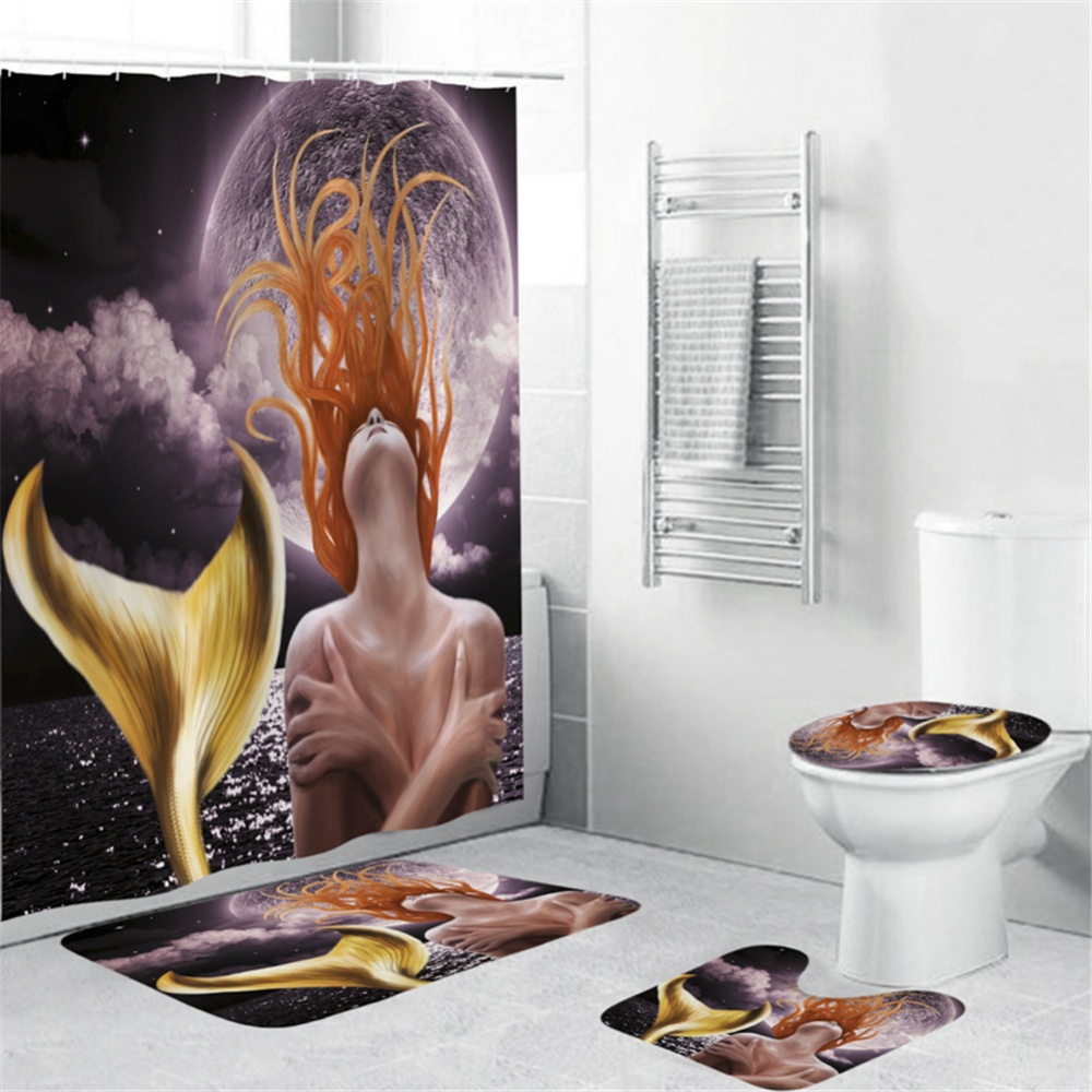 Mermaid Tail Shower Curtain Washable Waterproof Bathroom Hanging Decor yul-1835-mermaid-1_150*180cm