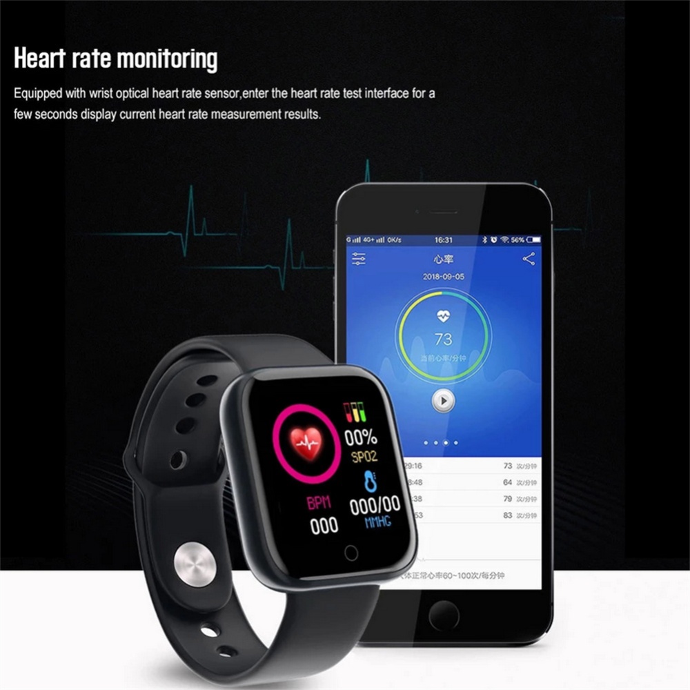 Men Women D20 Pro Bluetooth-compatible Smart Watch Y68 Blood Pressure Heart Rate Monitor Sports Tracker Compatible For Xiaomi Huawei pink - Image 2