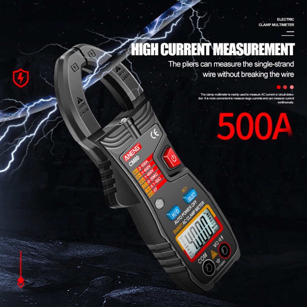 ANENG CM80 Digital Clamp Meter 4000 Counts AC/DC Voltage AC Current NCV Black - Image 3