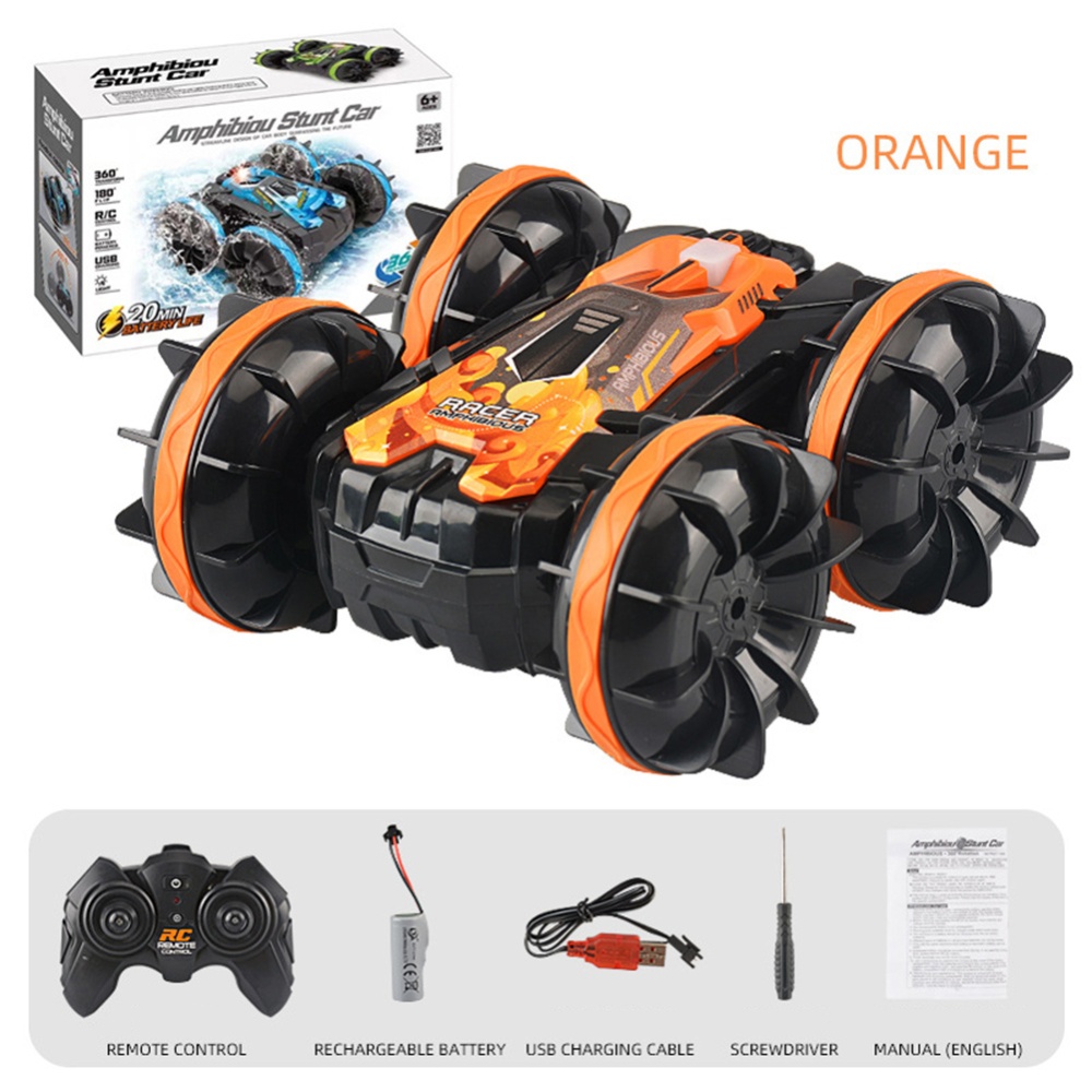 2.4g Amphibious Stunt RC Car Double-sided 360-degree Rotation Charging Electric Vehicle Model Toy Blue - Image 2