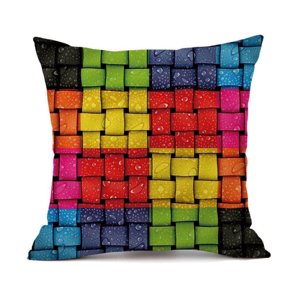 Linen Geometric Pattern Cushion Cover Throw Pillow for Sofa Chair Home Decor Pillowcase 45*45cm (18in*18in) 2