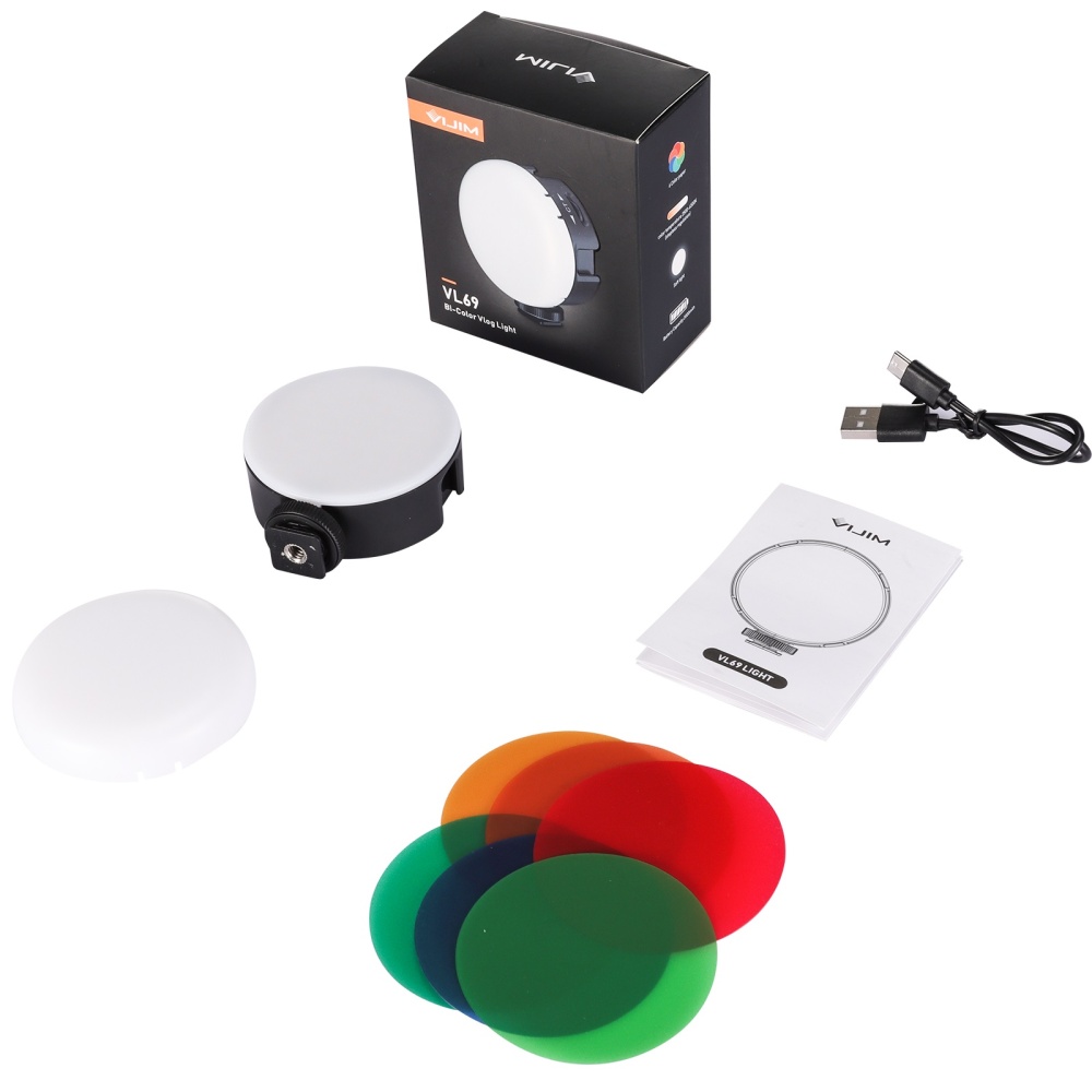 Vijim Vl69 Led Video Light With Soft Case And Rgb Color Filters Bi-color Selfie Camera For Youtube Vlog Lighting Dual color temperature