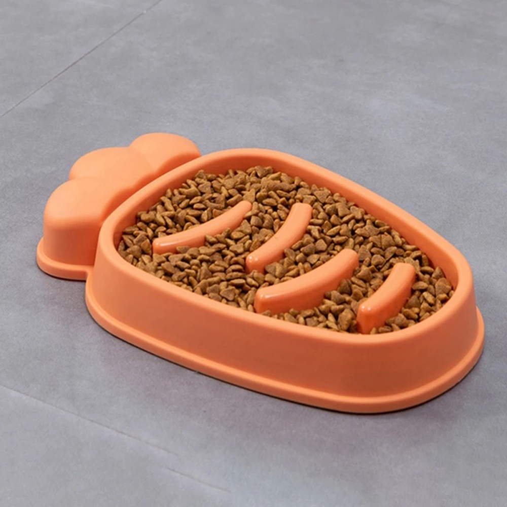 Carrot Shape Pet Slow Food Bowl Anti-choking Large Capacity Puppy Feeding Tool Supplies yellow - Image 3