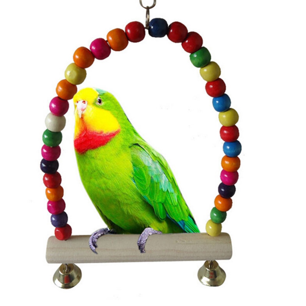 Wooden Bird Parrot Swing Toys Chew for Parakeet Cockatiel Lovebird Multicolor - Image 3