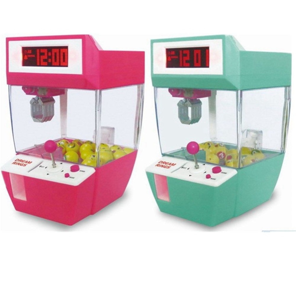 Mini Candy Grabber Catcher Crane Lazy Person Alarm Clock Machine Arcade Sanwa Practical Board Games Pink - Image 2