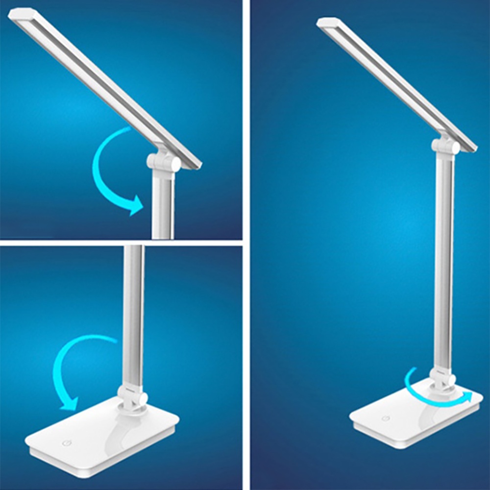 LED Desk Lamp Eye-caring Table Lamps Dimmable Office with USB Charging Port Night Light Silver_Rechargeable dimming color tone + usb cable - Image 2