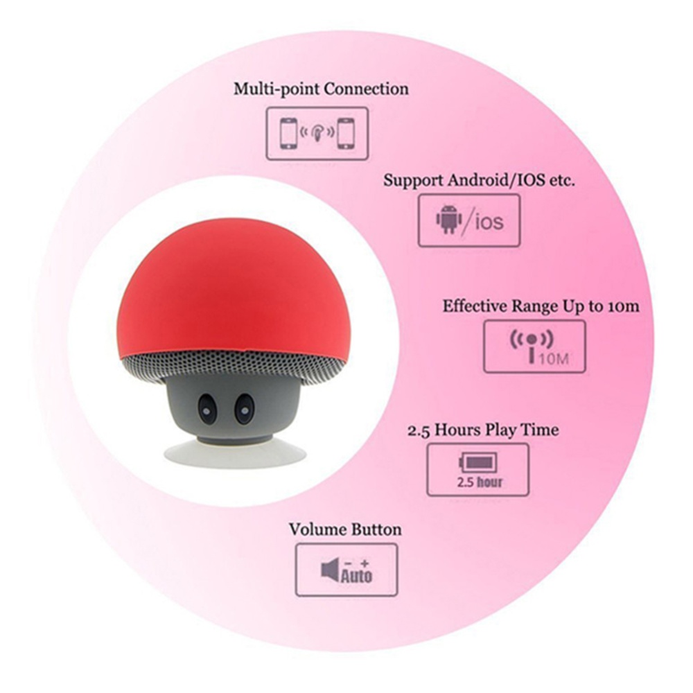 Waterproof Mini Wireless Bluetooth-compatible Speaker Portable Mushroom-shaped Rechargeable Hands Free Music Player Light green - Image 3