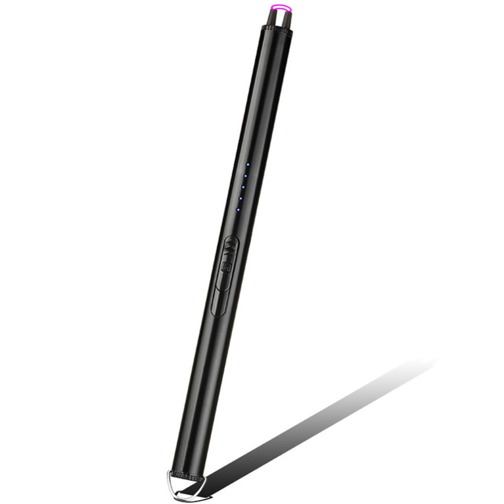 Usb Rechargeable Arc Lighter Lightweight Hook Design Smart Chip Strong Wind Resistance Plasma Electric Pulse Kitchen Tools black