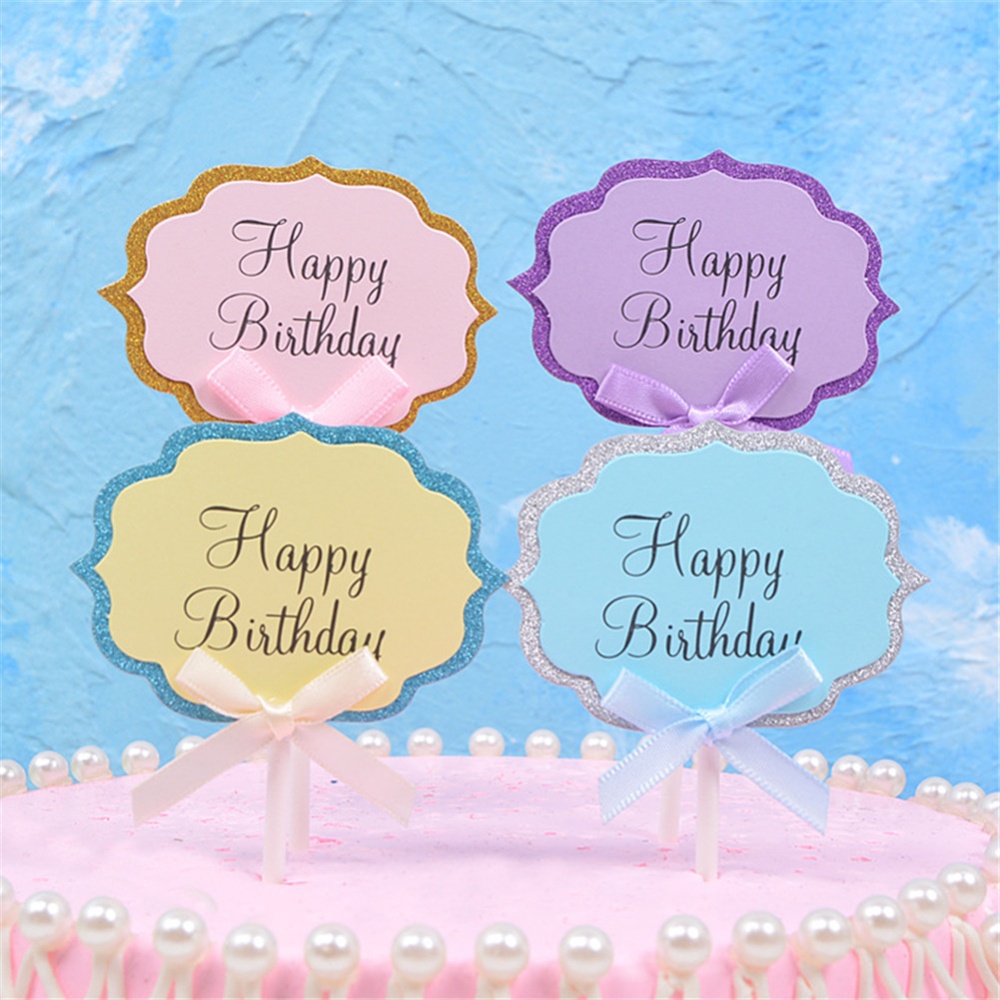 5pcs Paper Cake Inserts Birthday Blessings Decoration Decorative Ornaments Letter type