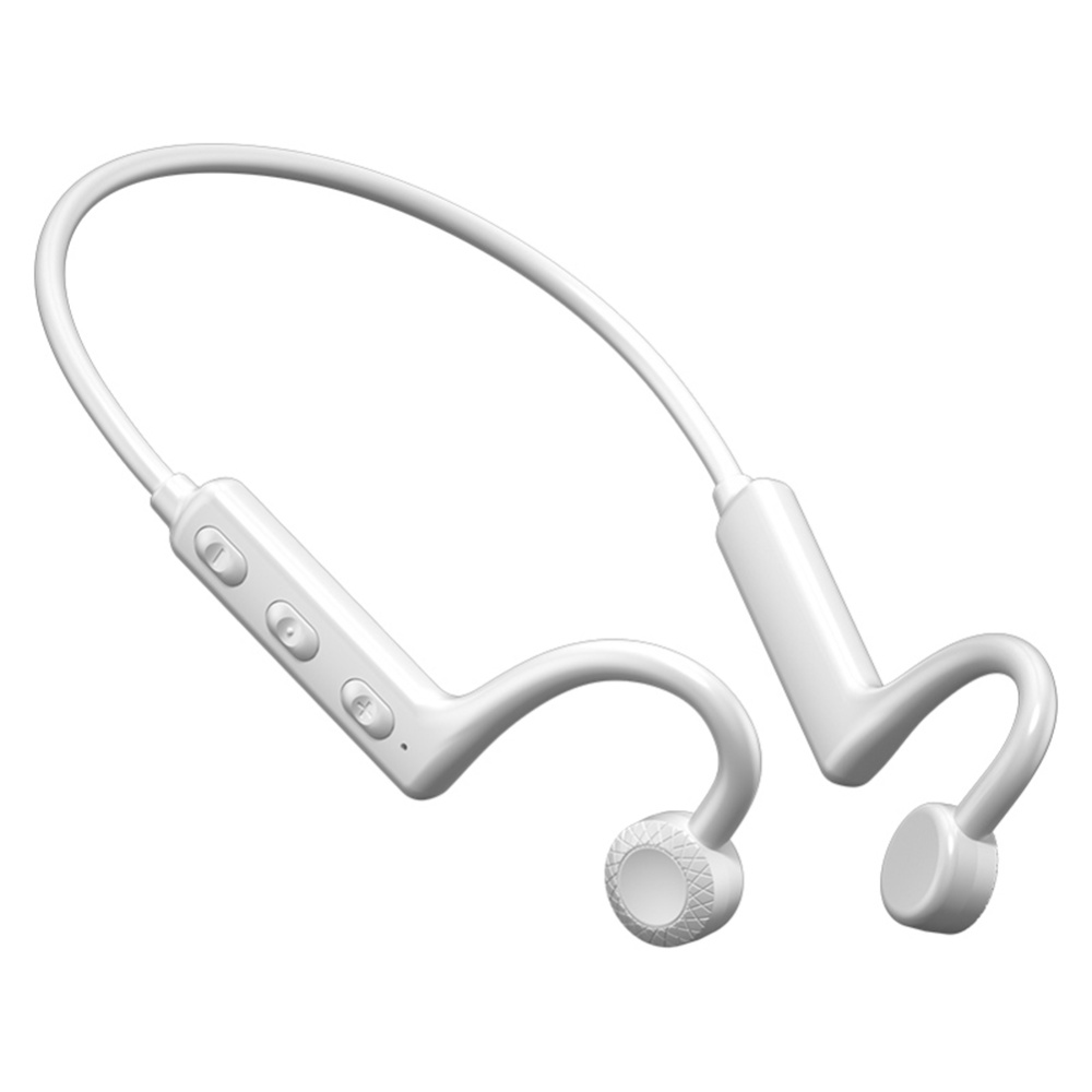 Ks-19 Bone Conduction Bluetooth-compatible Headset Hanging Neck Type Business Sports Earbuds Hifi Stereo Music Gaming Earphones White