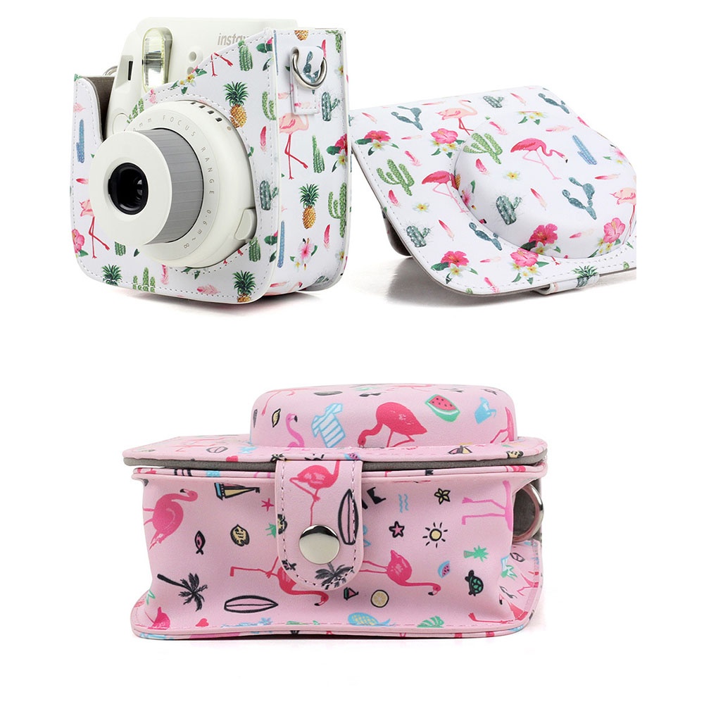 PU Leather Camera Strap with Shoulder Flamingo Printing for Mini9 cactus - Image 3