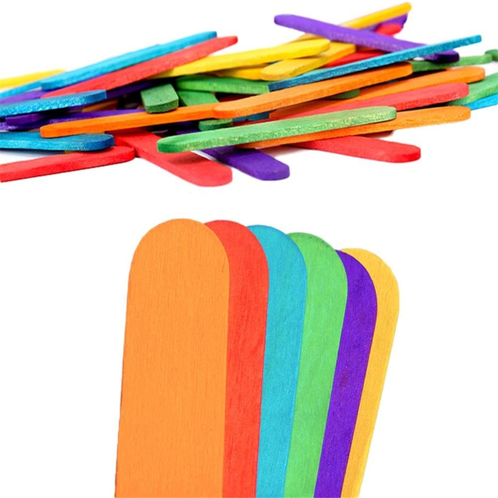 50pcs Wooden Ice Cream Sticks Holder Handmade Popsicle Color 114*10*2mm - Image 2