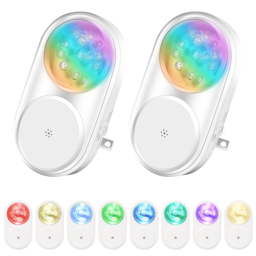 2pcs Led Mini Night Light 1W RGB Colorful Adjustable Atmosphere Lamp with Motion Sensor for Bedroom Bathroom US Plug - Image 3