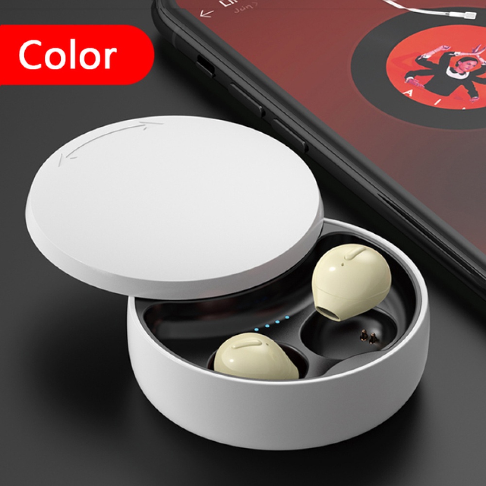 TWS X21S Invisible Bluetooth Headset Mini Wireless Binaural Sports Micro-mini With Charging Case Earbuds Skin color