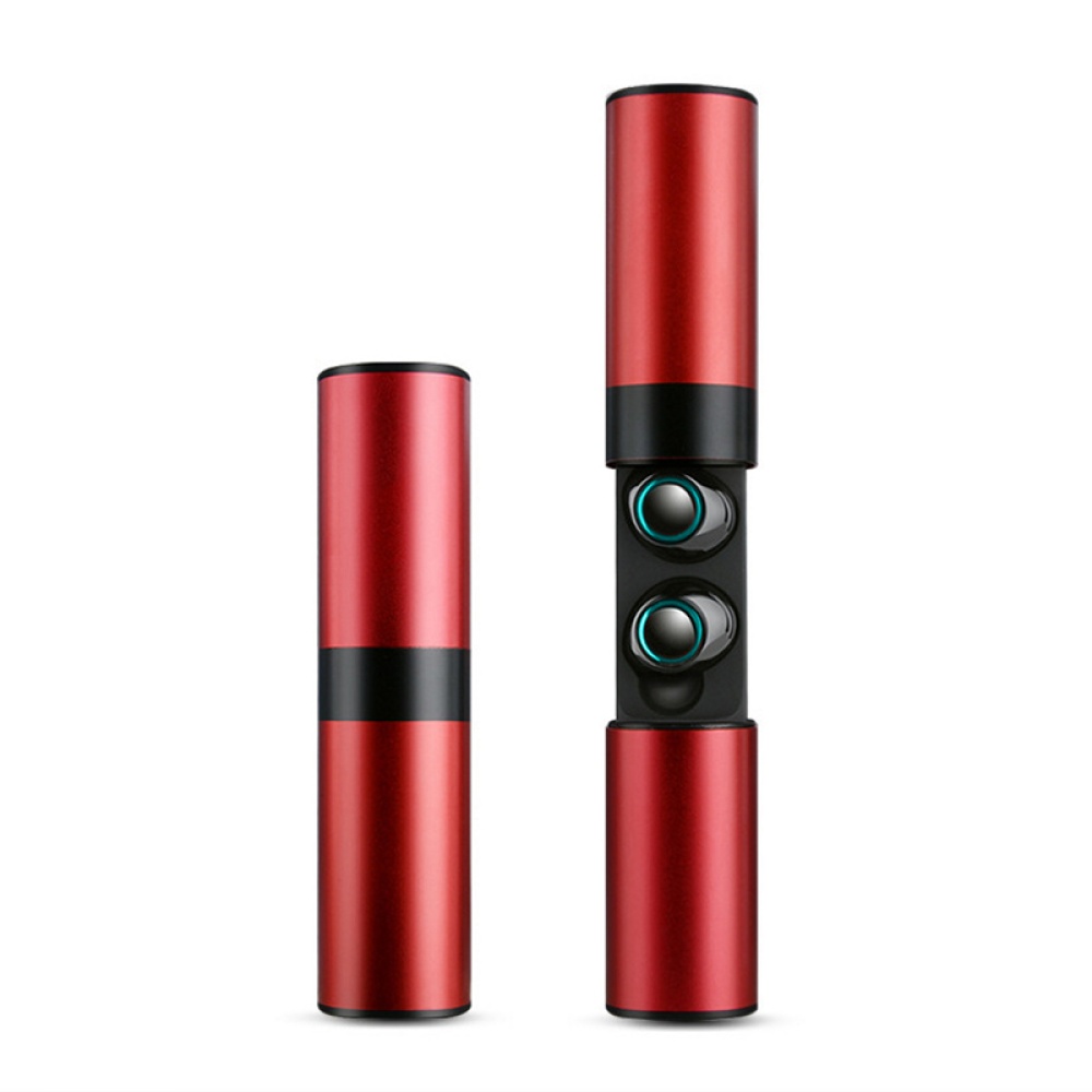TWS Wireless Earbuds Bluetooth Earphones Mini Waterproof Headfrees with 1200mAh Power Bank For All Phone red