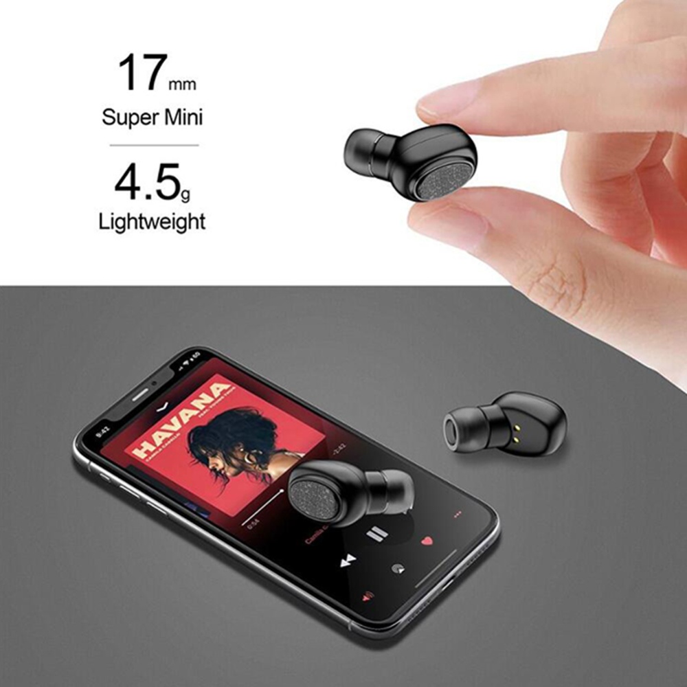 YH03 Bluetooth V5.0 Les deux oreilles Mini casque sans fil noir - Image 4