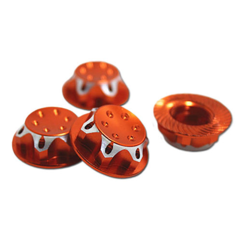 4pcs Aluminium Wheel Hub Cover Antidust 17mm HEX Nut for RC 1:8 Model Car I Orange